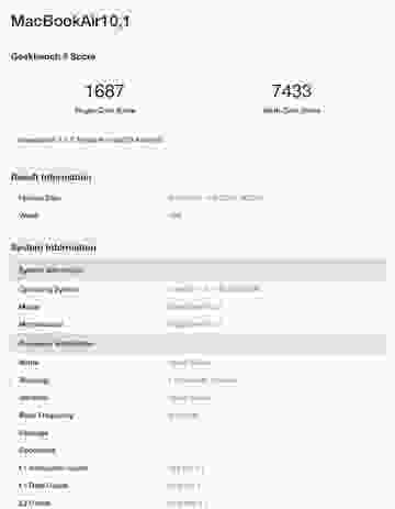 MacBook Air geekbench