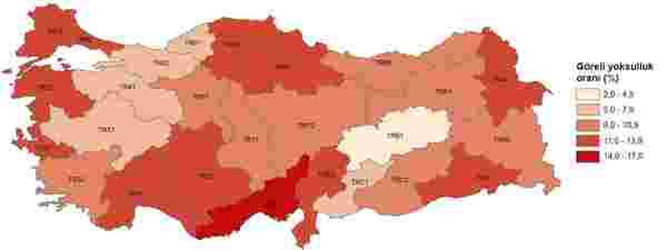 Haritada bölge bölge yoksulluk oranı görülüyor.