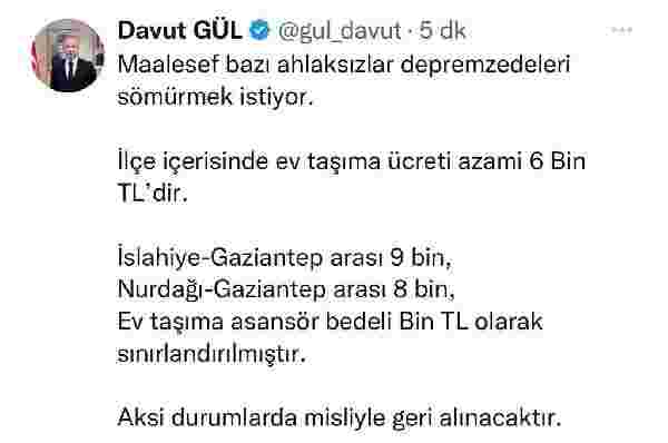 Gaziantep Valisi Davut Gül'den fahiş nakliye ücretlerine tepki