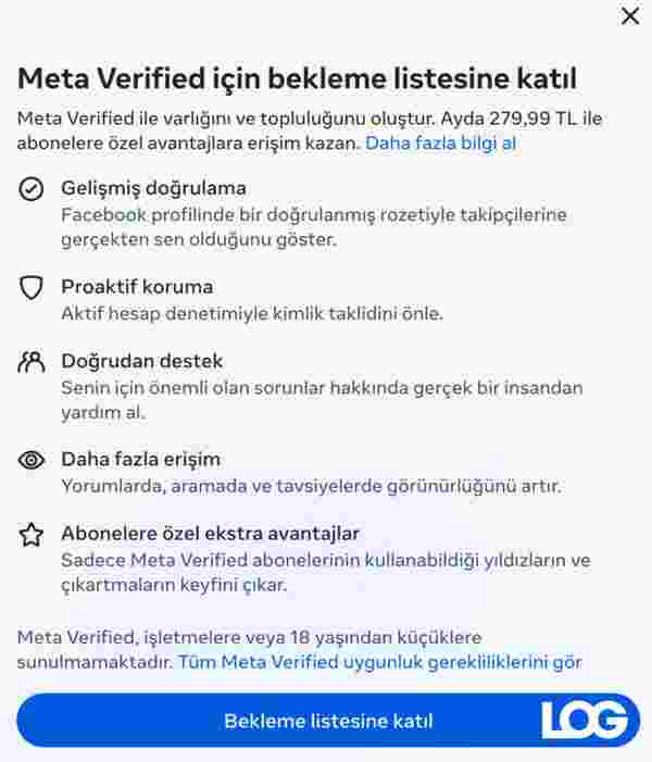 Meta Verified Türkiye fiyatı